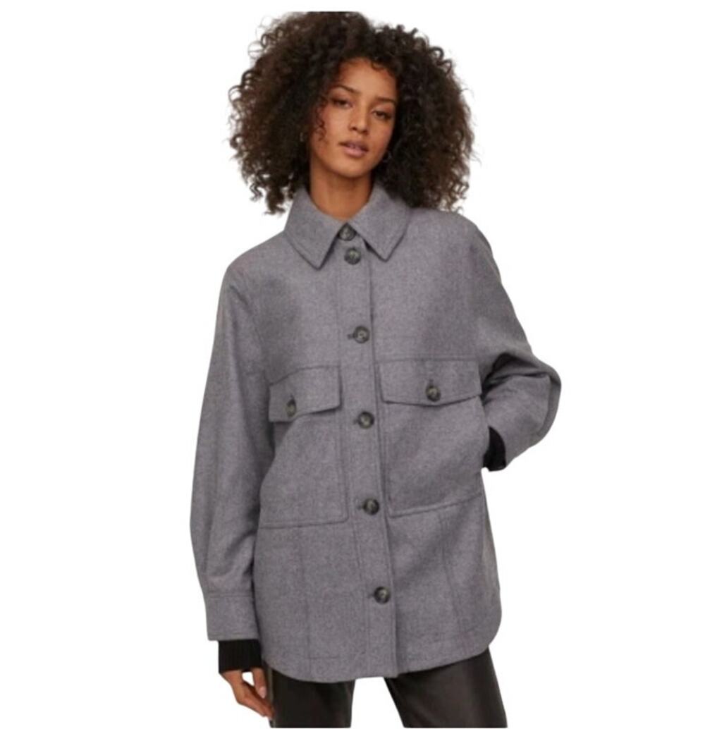 H&M Manteco Premium Italian Wool Blend Trend Shacket Jacket Relaxed SMALL